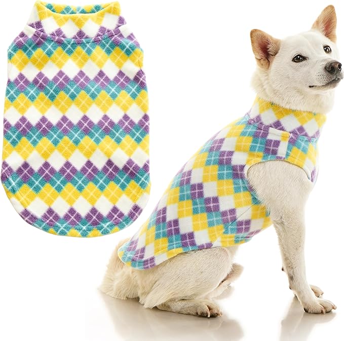 Gooby - Stretch Fleece Vest, Pullover Fleece Vest Jacket Sweater for Dogs, Argyle Blue, 4X-Large