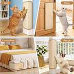 2 Pack Wall Coner Cat Scratcher with Tape, Natural Sisal Cat Corner Scratcher for Indoor Cats, Scratch Furniture Protector 20''x9.8'' + 15.7''x7.9''