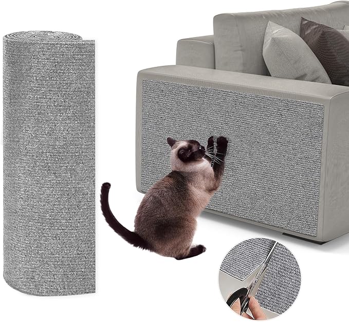 Cat Scratching Mat, 78.7"x15.8" Self-Adhesive Carpet Mat Trimmable Replacement for Cat Tree, Cat Wall Shelves, Cat Scratching Post, DIY Couch Sofa Furniture Door Protector