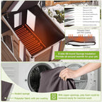 GUTINNEEN Heated Dog House Outdoor with Proch Weatherproof Dog Kennel with Heating Pad Anti-Chewing Iron Frame Dog Shelter for Small Medium Dogs(Dark Brown)