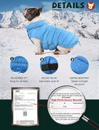 SPACE LION Dog Puffer Jacket, Down Winter Coat, Durable Outdoor Coat for Cold and Windy Conditions, Lightweight & Adjustable Fit Coats for Small & Medium Dogs, (Alaskan Blue, Size 12 Gift Box)