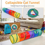 Cat Tunnel for Indoor Cats Interactive, Rabbit Tunnel Toys, Pet Toys Play Tunnels for Cats Kittens Rabbits Puppies Crinkle Pop Up Rainbow 45"