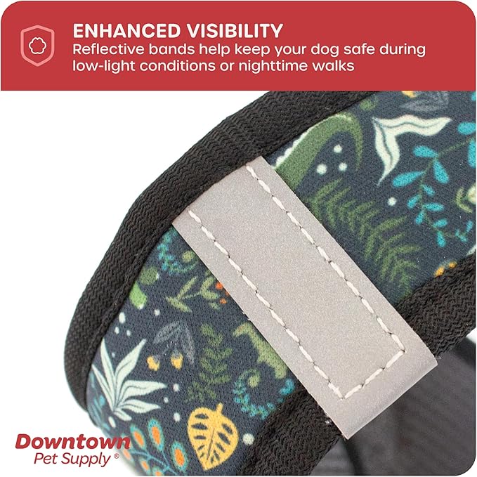 Downtown Pet Supply Step-in Dog Harness – No Pull, Adjustable Padded Mesh with Reflective Trim, Secure Buckle Strap – Comfortable & Breathable Small Dog Harness, Small, Dinosaur