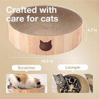 Necoichi Cat Scratcher Bowl for Indoor Cats - Cat Scratching Lounger with Reversible Usability and Extra Comfort for Lounge, Cardboard Bed Couch / (XL, Oak)