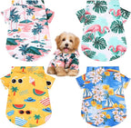 Weewooday 4 Pieces Small Pet Summer T-Shirts Hawaii Style Floral Pet Dog Shirt Breathable Cool Clothes Beach Seaside Puppy Sweatshirt for Puppy(Lovely Style,Large)
