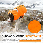 Dog Puffer Vest for Large Dogs, Dog Winter Coats with Back Zipper, Outdoor Warm Dogs Snow Jacket Camping Jacket with Detachable Neck, Doberman, Great Dane, Orange 3XL