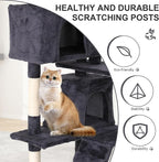 70" Multi-Level Cat Tree Tower with Scratching Posts, Toys & Condo - Space-Saving Design for Indoor Kittens, Compact Floor Footprint & Vertical Space for Multi-Cat Homes-Light Grey