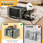 Cat Carrier Soft 25lbs Two Loading Pet Carriers Portable Small Dog Puppy Airline Approved Carrier with Side Pockets Foldable Portable for Outdoor Car Digital Grey