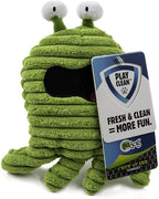 goDog PlayClean Germs Squeaky Plush Dog Toy with Odor-Eliminating Essential Oils, Chew Guard Technology - Green, Large