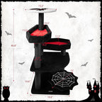 KAMABOKO Gothic Cat Tree, 46.9in Black Cat Tower with Coffin Bed, Cat Condo with Sisal Scratching Posts, Scratching Ramp and Comfort Basket for Indoor Cats