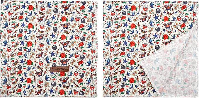 Elegant little tail Dog Bandana, Valentine's Day 1PC Washable Dog Scarf Female or Male Square Bib Kerchief Scarf Adjustable Pet Bandana for Medium Large Dogs