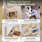 L Shaped Cat Scratching Post with Toy – Sisal Scratch Pad & Hideaway for Indoor Cats | 33'" Vertical & Horizontal No Mess Scratching Ramp for Large Cats – MANDAROO