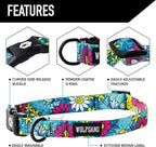 Wolfgang Heavy Duty, Adjustable Dog Collar with Quick Release Nylon Buckle for Walking & Training, LazyDaisy Print, Small
