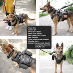Forestpaw Tactical Dog Harness for Large Dogs,Tactical Dog Collar with Bungee Leash Set,No Pull Military Dog Harness for Walking Training,Adjustable for Medium Large Dogs,Black,Chest 15.5-25.5"