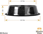 Neater Pet Brands - Outdoor Camping Style Pet Bowl - Enamel Ware Blue Black Granite Colors - Dog Cat No Tip Skid Bowls (64 oz, Black)