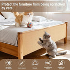 Cat Scratch Mat for Couch, Wall & Cat Tree - 78.7" Trimmable Self-Adhesive Cat Scratcher, Cat Scratch Furniture Protector, Felt Alternative to Sisal, DIY Cat Tower Replacement, 2 Pack(Khaki)