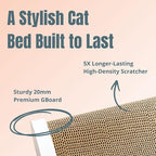 Claw Surfer Cat Bed - Cat Scratcher Bed & Lounge – Heavy Duty High-Density Cardboard, Lasts 5X Longer. Modern Curved Scratching Pad with 20mm White Frame. Non-Toxic, No Mess, White