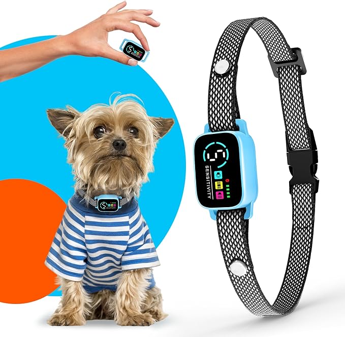 Bark Collar for Small Dogs 8-40 lbs – No Shock Anti Barking Collar with AI Chip – 3 Modes & 5 Sensitivity Levels – Waterproof, Rechargeable, Magnetic Charging – Humane, Effective Training (Blue)