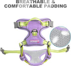 BARKBAY No Pull Dog Harness Front Clip Heavy Duty Reflective Easy Control Handle for Large Dog Walking(Violet Purple & Sunlight,S)