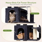 Globlazer 82 Inch Cat Tree for Large Cats, Multi-Level Tall Cat Tower for 4+ Cats with 2 Condos & 3 Perches, Stable No-Wobble Large Base, Space-Saving Corner Furniture, F82B, Dark Gray