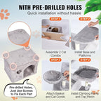 Cat Tree Tower 68.5" for Indoor Cats with 2 Condos, Scratching Posts, Hammocks & Perches, Multi-Level Cat Furniture with Sisal Posts & Plush Platforms, Supports Multiple Cats