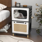 TaoHFE Cat Hideaway Modern Cats Furniture for Living Room Cat Houses for Indoor Cats with Scratching Pad & Soft Cushion, Cats Beds for Indoor TV Design end Table, Black