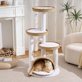 Modern Cat Tree Tower for Large Cat with Scratching Post for Indoor, 46 inch Multi-Level Cat Tower with Handwoven Beds, Cat Cave, Dangling Balls