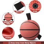 QDAN Dog Ball Basketball Toys, Balls with Straps, Dog Water Toy Pool Toys for Small Medium Dogs (6 Inch)
