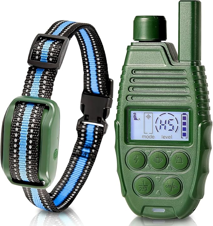 Shock Collar for Dogs, 4200FT Dog Training Collar with Remote for 15-120lbs Small Medium Large Dog, IP68 Waterproof Rechargeable E Collar with 3 Training Modes: Beep, Vibration, Safe Shock（Green）
