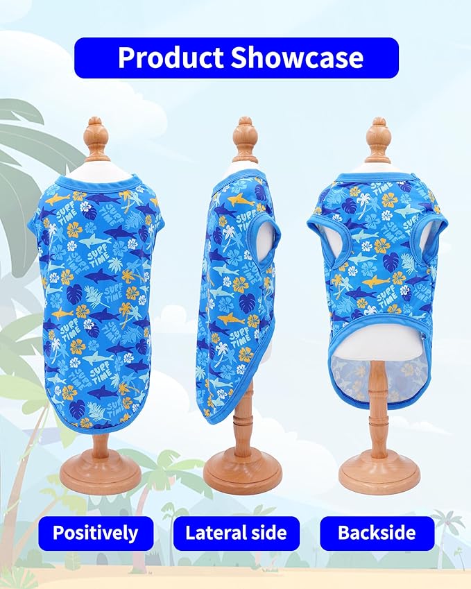 PET SHOW 4 Pack Dog Hawaiian Shirts for Large Dogs UPF 50+ UV Sun Protection Summer Cool Clothes Tank Top Floral Dog T-Shirts Pet Holiday Party Sleeveless Vest Boy Girl(XXX-Large)