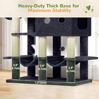Globlazer 81in Multi-Level Larger Cat Tree Tower Condo Indoor Furniture Activity Center with Oversized Plush Cat Bed/Baskets/Full-Sisal Scratching Posts and Hammock/S81/Dark Gray