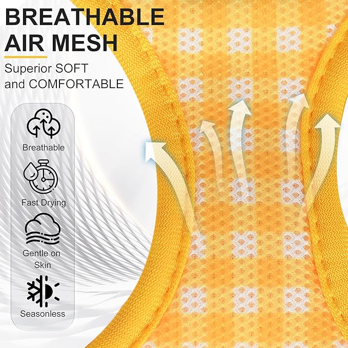 AIITLE No-Pull Pet Harness with a Leash, Plaid Comfort Padded Vest, Step in Dog Harness, Reflective Bands, Soft Breathable Pet Supplies, for Small and Medium Dogs and Cats Yellow S
