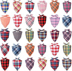 Segarty 30 Pack Large Dog Bibs, 27.56"x19.7" Pet Plaid Scarf Triangle Dog Bandanas Accessories Bulk for Medium Large Pets, Adjustable Reversible Pets Birthday Kerchief
