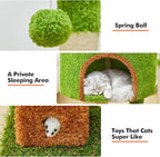 42-inch Cat Tree Features with Two Large Cat Houses, A Cozy Hammock, Sisal Rope and Oversized Platform (Green)
