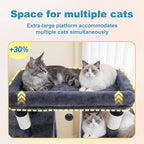 Hey-brother Cat Tree Tower, Large Sisal Scratching Posts with Big Platform, 3 Spacious Condos, Plush Hammock, Toy, 57.5 Inches Multi-Level Furniture for Indoor Adults Maine Coon, Smoky Gray MPJ083G
