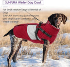 SUNFURA Dog Coat, XXXL Dog Jacket Winter with Harness Built in, Waterproof Pet Snow Jacket with Furry Collar for Chilly Day, Reflective Fleece Snowsuit for Extra Large Dogs, Burgundy 3XL