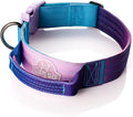 Tactical Dog Collar with Control Handle - Adjustable, Heavy Duty, Training and Walking for Medium and Large Breeds (Purple Blue, S: 15'' - 18'')
