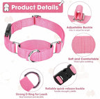 Martingale Collar for Dogs with Quick Release Buckle, Heavy-Duty Solid Color Nylon Training Collars - Adjustable No-Slip Design for Medium & Large Dog