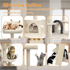 Go Pet Club 68 Inches Multi-Level Big Cat Tree, Tower with Sisal Scratching Posts, Hanging Basket & Comfortable Perches for Large Cats