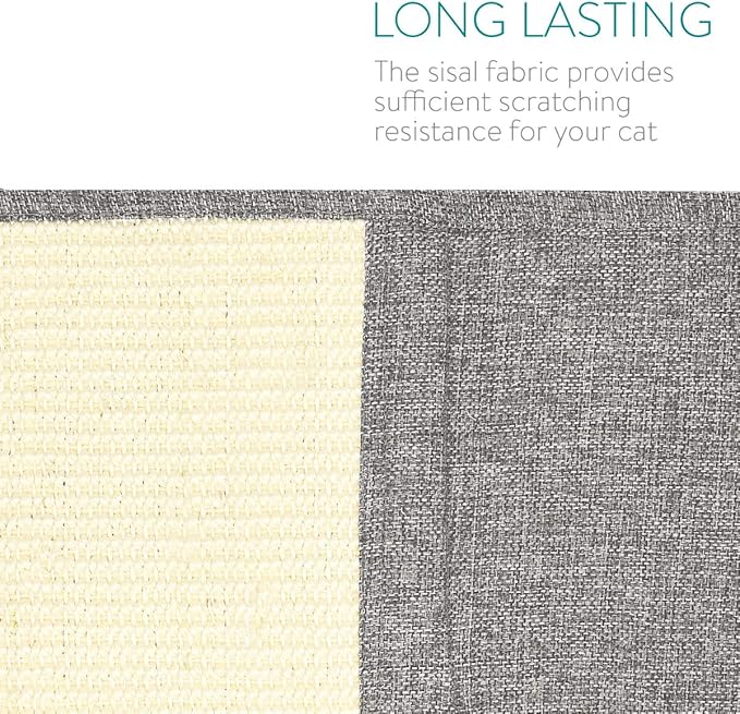 Navaris Cat Scratch Armrest Organizer - Sisal Furniture Protector Scratching Pad for Cats - Scratcher Mat Cover for Sofa Couch Armchair - Light Gray