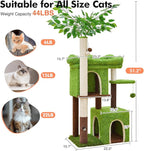 60in Cat Tree with Cat Scratching Post Tree-Shaped Cat Tree Tower with 2 Large Cat Houses and Wide Top Perch Bed for Adults and Large Cats