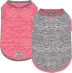 KYEESE 2Pack Dog Shirt, Lightweight Sun Protection Sleeveless Dog T Shirts for Small Medium Dogs, Breathable Pet Reflective Tank Top Summer Dogs Clothes for Outdoor Walking, Coral Red+Grey, XL