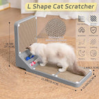 Cat Scratcher Cat Scratch Pad L Shape Wall Mounted Dual Use (Vert/Horiz) Kitten Bunifa Scratching Card Board Vertical Post with Ball Toys Feathers,Protecting Furniture Core is Replaceable Large Grey