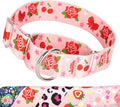 Rose Martingale Collar for Dogs, Heavy Duty Adjustable Soft Nylon Dog Collars with for Medium & Large XL Dogs (Rose,L)