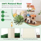Mushroom Cat Tree, Multi-Layer Cat Tower with 2 Condos & Platforms, Cat Activity Center with Full-Wrapped Sisal Posts, Sisal Scratching Boards & Interactive Balls for Indoors (57.5")