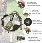 HEELE Dog Harness, No Pull Adjustable Padded Reflective Harness for Small Medium Large Dogs with Handle for Walking Training, Camo Green, XL