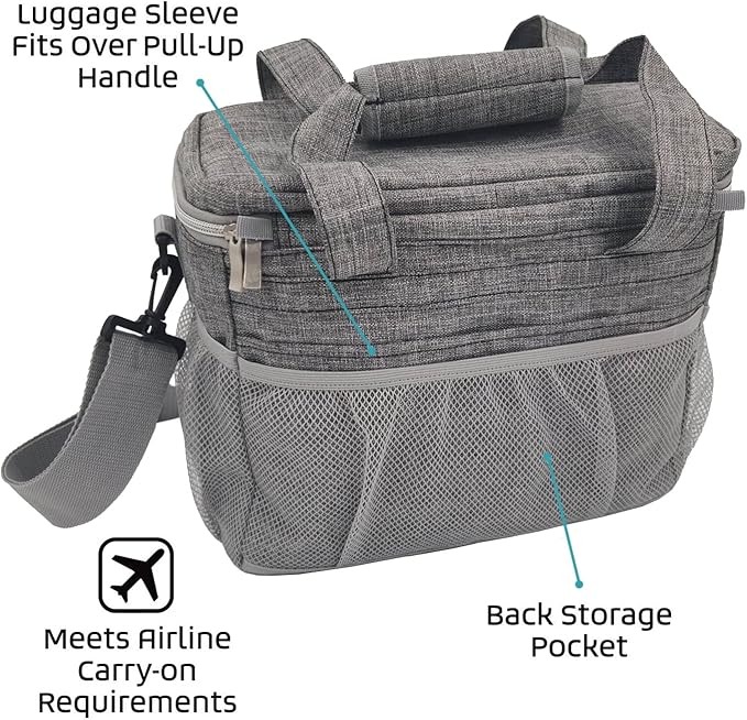 Mobile Dog Gear Week Away Dog Travel Bag (12"x6"x11", Heathered Gray) - Includes 2 Pet Food Storage Containers + 2 Collapsible Dog Water Bowls - Airline Approved Accessories, Great for Weekend Trips