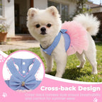 Dog Dress, Fashion Puppy Tutu Princess Dresses for Small Dogs Girl, Sweet Skirt with Dog Bowknot Clips, Spring Dog Cat Clothes Pet Apparel (Denim Dress Tutu, Small)