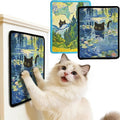 2PCS Cat Scratcher Wall Art, Sisal Home Decor Cat Scratch Mats, Wall Mount Kitten Scratching Pad with Hoop and Loop Adhesives, Cardboard Post Alternative for Indoor, Cypresses+Water Lilies