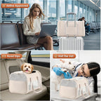 Fashion Dog Carrier Pet Carrier Airline Approved Cat Carrier for Small Dogs Cats Under 15 Lbs, Vegan Leather Collapsible Soft Sided Travel Puppy Carrier